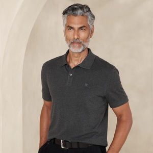 NWOT Men’s Banana Republic Organic Cotton Pique Polo Shirt | Size L | Dark Grey
